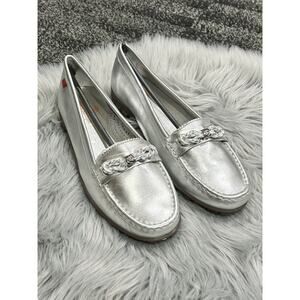 MARC JOSEPH Orchard Street Silver Leather Golf Shoe Flats Loafers Size 11 ($198)